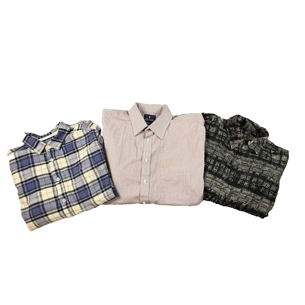 MIXED LOT OF 3 Men's L Stafford/Mossimo/Roundtree&York Travel Button Up SEE DESC
